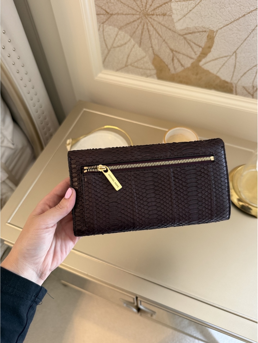 Michael Kors Collection Python Embossed Flap Wallet - Picture 4 of 6